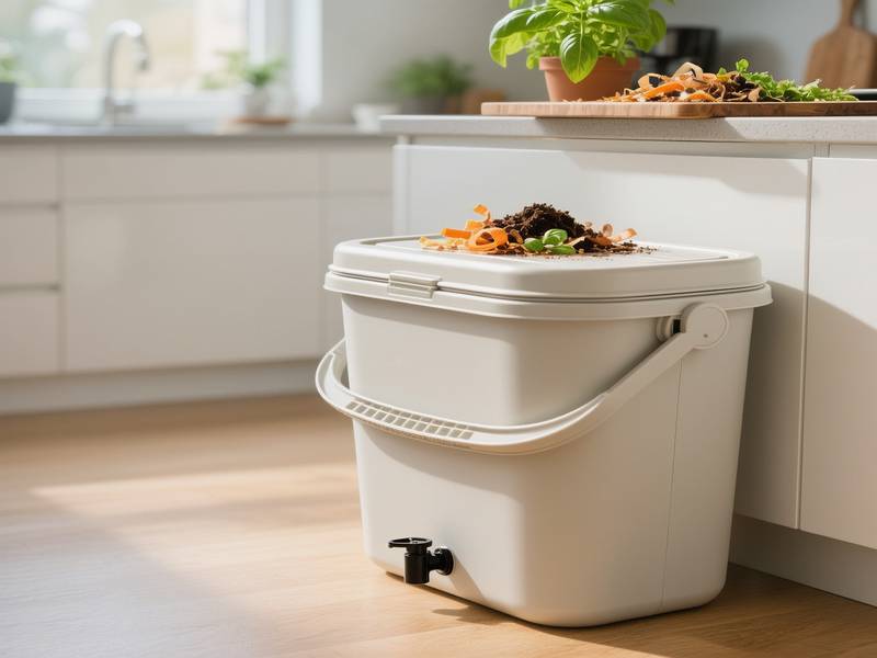 Un seau Bokashi pour le compostage en appartement.